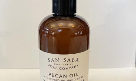 Amber bottle with pump of San Saba Tobacco Bloom Hand Soap